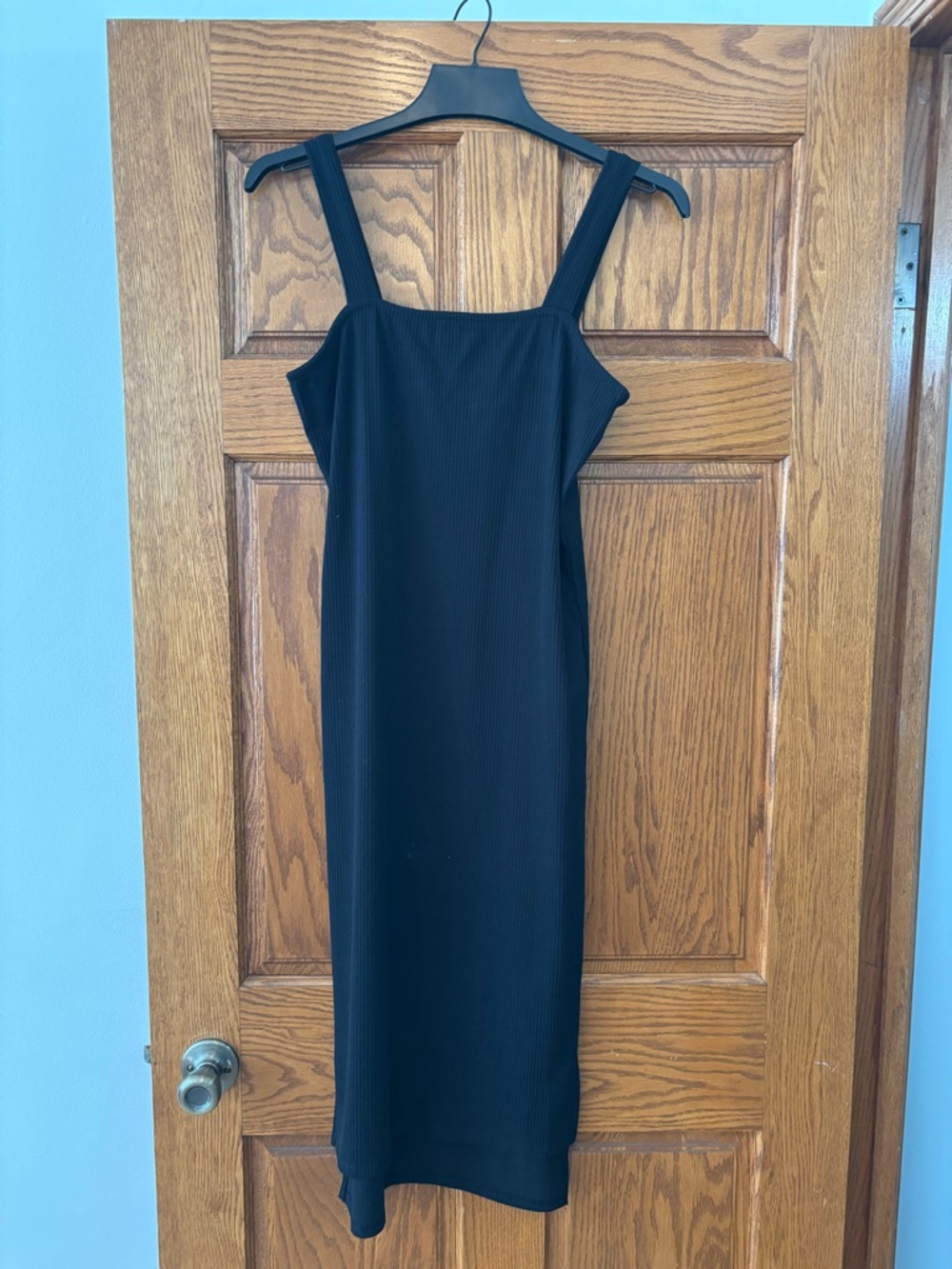 Amazon Black Ribbed Maxi Dress with Square Neck